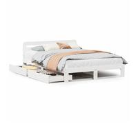 ""Printemps/été 2025"" Structure de lit - SOLOMON - pour Adulte/enfant, sans matelas, blanc 160x200 cm bois de pin massif LV3926