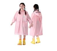 Printemps, été et automne garçons et filles couleur unie boutonnée poncho épais imperméables pluie ponchos, Rose clair, 12-14 ans