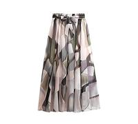 Printemps Été Jupes Longues Femmes Décontracté Mode Imprimé Fleuri Taille Haute Jupe Mi-Longue 3 One Size