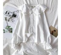 Printemps Femmes Lolita Style à Manches Longues Doux col Claudine Blanc Bouton Chemise Blouses décontracté Doux Printemps Blouse Hauts