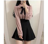 Printemps Femmes Mignon Tops Style Preppy Vintage Japonais Corée Conception Bouton Élégant Formelle Chemises Blouses Rose Blanc