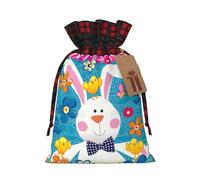Printemps Happy Easter Holiday Print Christmas Candy Bags,Vacances Party Color-Blocked Drawstring Sacs,Drawstring Snack Bags