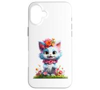 Printemps Jardin Chaton Fleur Chat Fille Floral Blossom Coque pour iPhone 16 Plus