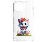 Printemps Jardin Chaton Fleur Chat Fille Floral Blossom Coque pour iPhone 16 Pro Max