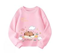 Printemps Nouveau Capybara Haut décontracté, garçons et Filles Mignon Poisson-Globe Sweat-Shirt à col Rond, Sweat-Shirt pour Enfants,Rose,130cm