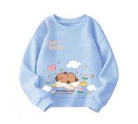 Printemps Nouveau Capybara Haut décontracté, garçons et Filles Mignon Poisson-Globe Sweat-Shirt à col Rond, Sweat-Shirt pour Enfants,Bleu,150cm