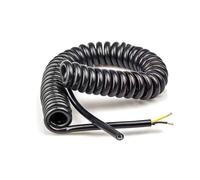 Printemps Spirale Fil extensible en spirale à 2 noyaux, 24awg, 20awg, 17awg, 14awg, cordon d'alimentation noir, 2.5 mètres, 5 mètres, 7.5 mètres, câble télescopique à ressort Rétractable Bobine (Size