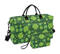 Printemps St Day Luck and Clover Flower Personal Item Travel Bag Weekender Overnight Bag Sport Training Bag with Toiletry Bag for Avion Traveling Pliable