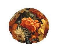Printemps Tournesols Rétro Fleur Imprimée Bonnet de Douche - Double Couche, Respirant, Sangle Élastique Réglable, Durable Voyage Essentiels