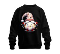 Printera Adorable gnome de Noël avec lumières et chapeau de table tribale Nain Unisexe Sweat-shirt Pull, Noir , M