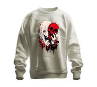 Printera Anime Girl Crâne Rouge Gothique Emo Sweat-shirt Pull, naturel, XXL