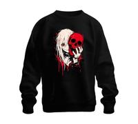 Printera Anime Girl Crâne Rouge Gothique Emo Sweat-shirt Pull, Noir , M