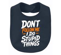 Printera Bavoir pour bébé Don't Follow Me I Do Statement, bleu marine