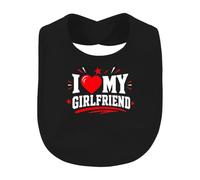 Printera Bavoir pour bébé « I Love My Girlfriend » avec cœur et étoiles | Sarcasme, petite amie, anniversaire, fiançailles, romance, battement cardiaque, déclaration d'amour, partenariat