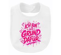 Printera Bavoir pour bébé « Ich bin der Grund dafür », Blanc., Taille
