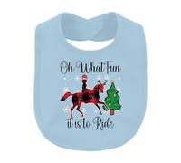 Printera Bavoir pour bébé Motif cheval Oh What Fun It Is To Ride | Noël, renne, buffalo plaid, équitation, cavalière, arbre de Noël, sports d'équitation, sapin de Noël, bonnet de Père Noël