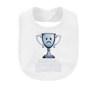 Printera Bavoir pour bébé Seasonal Depression Champion Pokal | visage triste, drôle, humour, dépression hivernale, blues, sarcasme, ironie, trophée, trophée, triste, auto-ironie, dépressif