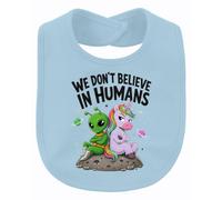 Printera Bavoir pour bébé We Don't Believe In Humans, bleu clair, Taille