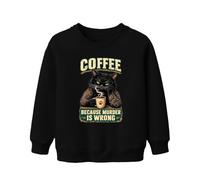 Printera Coffee Because Murder is Wrong Sweat-shirt pour enfant | Moufle caféine pour amoureux des chats Grumpy Cat Yakuza dragon japonais sarcasme ironie vintage rétro idée cadeau