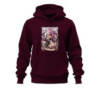 Printera Craze Devil Anime Girl Japan Y2K Sweat à capuche, bordeaux, S