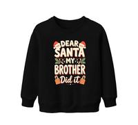 Printera Dear Santa My Brother Sweat-shirt humoristique de Noël unisexe pour enfant, Noir , 116
