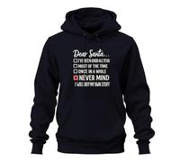 Printera Dear Santa Never Mind I'll Buy My Stuff Sweat à capuche humoristique unisexe, bleu marine, S