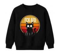 Printera FCK AFD Sweat-shirt pour enfant Motif chat Noir | Sarcasme Protest Résistance Démocratie Drôle Chaton Animal Tolérance Liberté Égalité Contrevent Bande dessinée