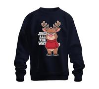 Printera Jingle All The Way Drôle Renne Noël Sarcastique Rétro Unisexe Sweat-shirt Pull, bleu marine, L