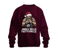 Printera Jingle Bells Kettlebells Sweat-shirt unisexe Père Noël Musculation Cadeau, bordeaux, L