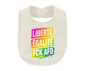 Printera LIBERTÉ ÉGALITÉ FCK AFD Bavoir bébé arc-en-ciel | Sarcasme, résistance anti-droite, tolérance, diversité, droits de l'homme, politique, activisme, coloré, cohésion, liberté