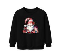 Printera Lutin de Noël avec cadeaux et bonnet de Noël Gnome Elf Unisexe Enfant Sweat-shirt Pull, Noir , 128