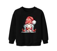 Printera Lutin de Noël avec vache câlin rouge hiver mignon animaux unisexe enfants sweat-shirt pull, Noir , 116