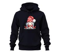 Printera Lutin de Noël avec vache câlin rouge hiver mignon animaux unisexe sweat à capuche sweat à capuche, bleu marine, S
