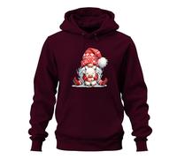 Printera Lutin de Noël avec vache câlin rouge hiver mignon animaux unisexe sweat à capuche sweat à capuche, bordeaux, S