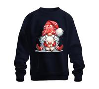 Printera Lutin de Noël avec vache câlin rouge hiver mignon animaux unisexe sweat-shirt pull, bleu marine, XL