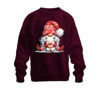 Printera Lutin de Noël avec vache câlin rouge hiver mignon animaux unisexe sweat-shirt pull, bordeaux, 3XL