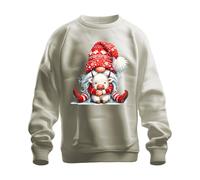 Printera Lutin de Noël avec vache câlin rouge hiver mignon animaux unisexe sweat-shirt pull, naturel, M