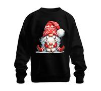 Printera Lutin de Noël avec vache câlin rouge hiver mignon animaux unisexe sweat-shirt pull, Noir , S