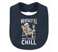 Printera Mentally Ill But Totally Statement Bavoir pour bébé, bleu marine