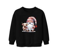 Printera Mignon Père Noël avec bonnet en corne de vache Décoration de Noël Unisexe Enfants Sweat-shirt Pull, Noir , 140