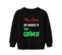 Printera Mrs Claus But Married to The Grinch Noël Couple Cadeau de Noël Unisexe Enfant Sweat-shirt Pull, Noir , 104