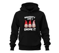 Printera Naughty and I GNOME It Christmas gnom Lutin de Saint-Nicolas Drôle Sweat à capuche unisexe, Noir , M