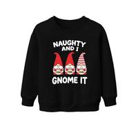 Printera Naughty and I Gnome It Christmas gnom Lutin de Saint-Nicolas Drôle Unisexe Enfant Sweatshirt Pull, Noir , 104
