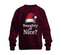 Printera Naughty or Nice ? Bonnet de Noël tricoté drôle unisexe, bordeaux, XXL