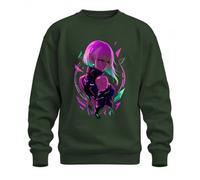 Printera Neon Cyberpunk Anime Girl Japan Y2K Sweat-shirt pull | Manga Otaku Techwear Synthwave Gaming Streetwear Violet Robot Cadeau Rétro Mecha