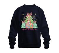 Printera Oh Come Let Us Adore Him Église Sapin Noeud Pull unisexe, bleu marine, XL