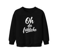 Printera Oh du Joyeux Noël Handlettering Calligraphie Avent Sweat-shirt unisexe pour enfant, Noir , 128