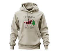 Printera Oh What Fun Tis to Ride Sweat à capuche unisexe Motif cheval de Noël et renne Buffalo, naturel, XL