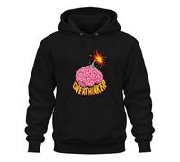 Printera Overthinker Sweat à capuche avec inscription « Brain Bombe » | Explosion, casse-tête, carousel de pensée, picot, réflexion, psychologie, santé mentale, sarcasme, stress, humour