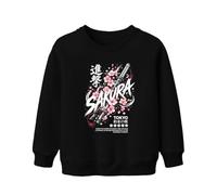 Printera Sakura Katana Samurai Japan Y2K Sweat-shirt pour enfant, Noir , 104